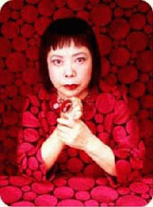 Yayoi Kusama from Japan: Her entoptic art often consists of dots and nets spreading over everything.